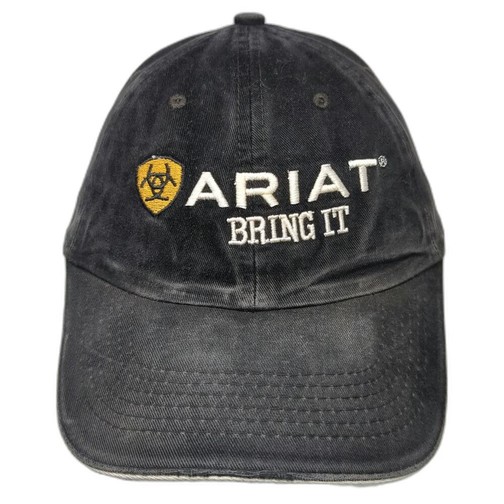 Ariat Baseball Cap Black One Size Embroidered Strapback Hat Bring It Equestrian